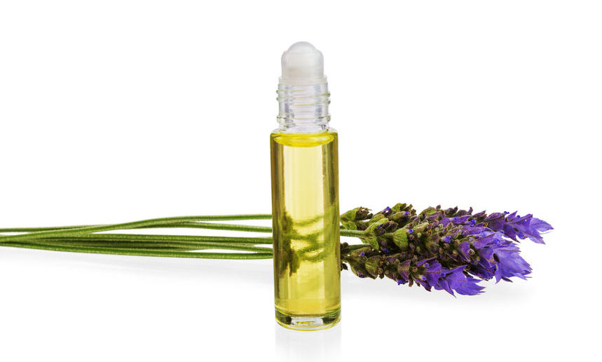 45783729 - essential oil and  fresh lavender flowers as natural aromatherapy isolated on white background