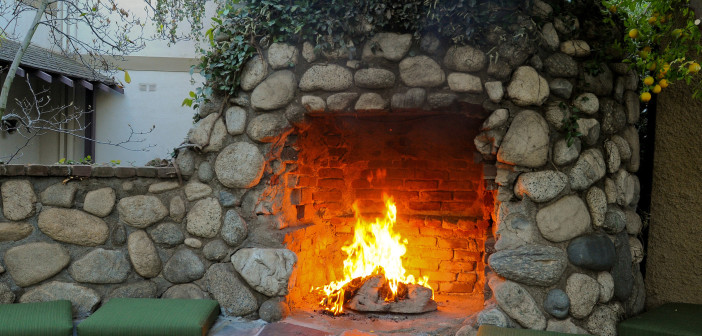 outdoor fireplace fall festivities