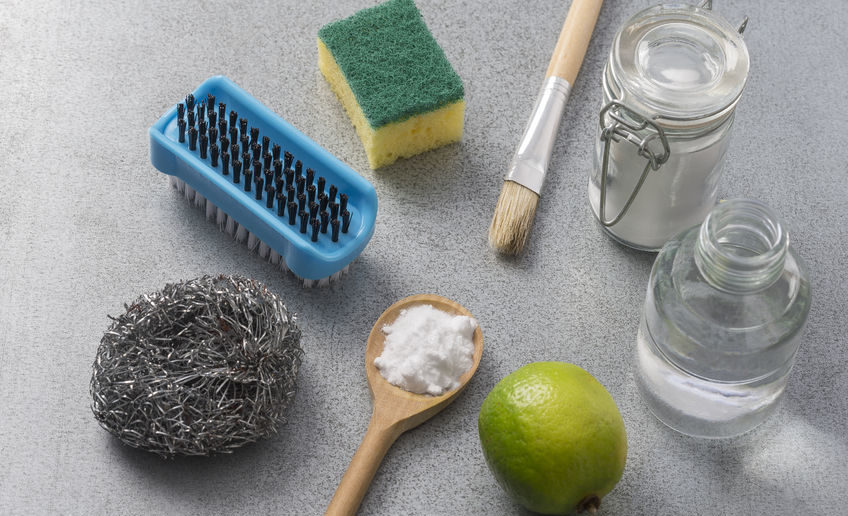 60587471 - natural cleaning tools lemon and sodium bicarbonate for house keeping